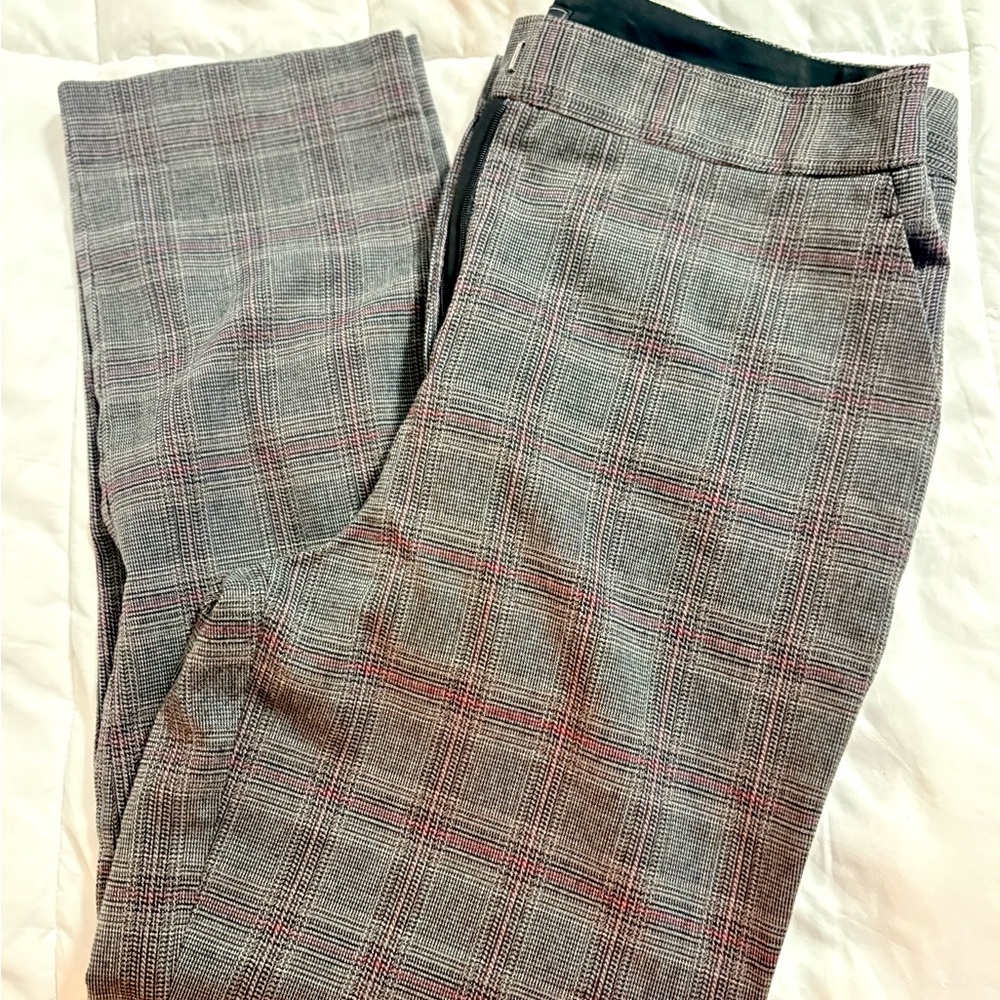 Stylish Gray Plaid Pink/Red Pants